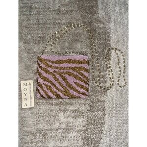Moyna Pink Gold Zebra Beaded Crossbody Bag Mini Evening Clutch Handcrafted